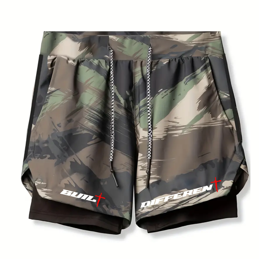 Built Different Camo Training Shorts